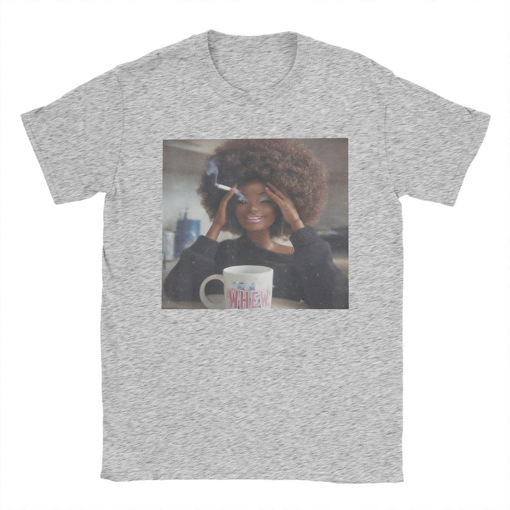 Fun Doll Face Sarcastic Doll Smoking Yk Unisexs T Shirts  Unique Tee Shirt Short Sleeve Round Collar TShirts Pure Cotton 6XL Tops