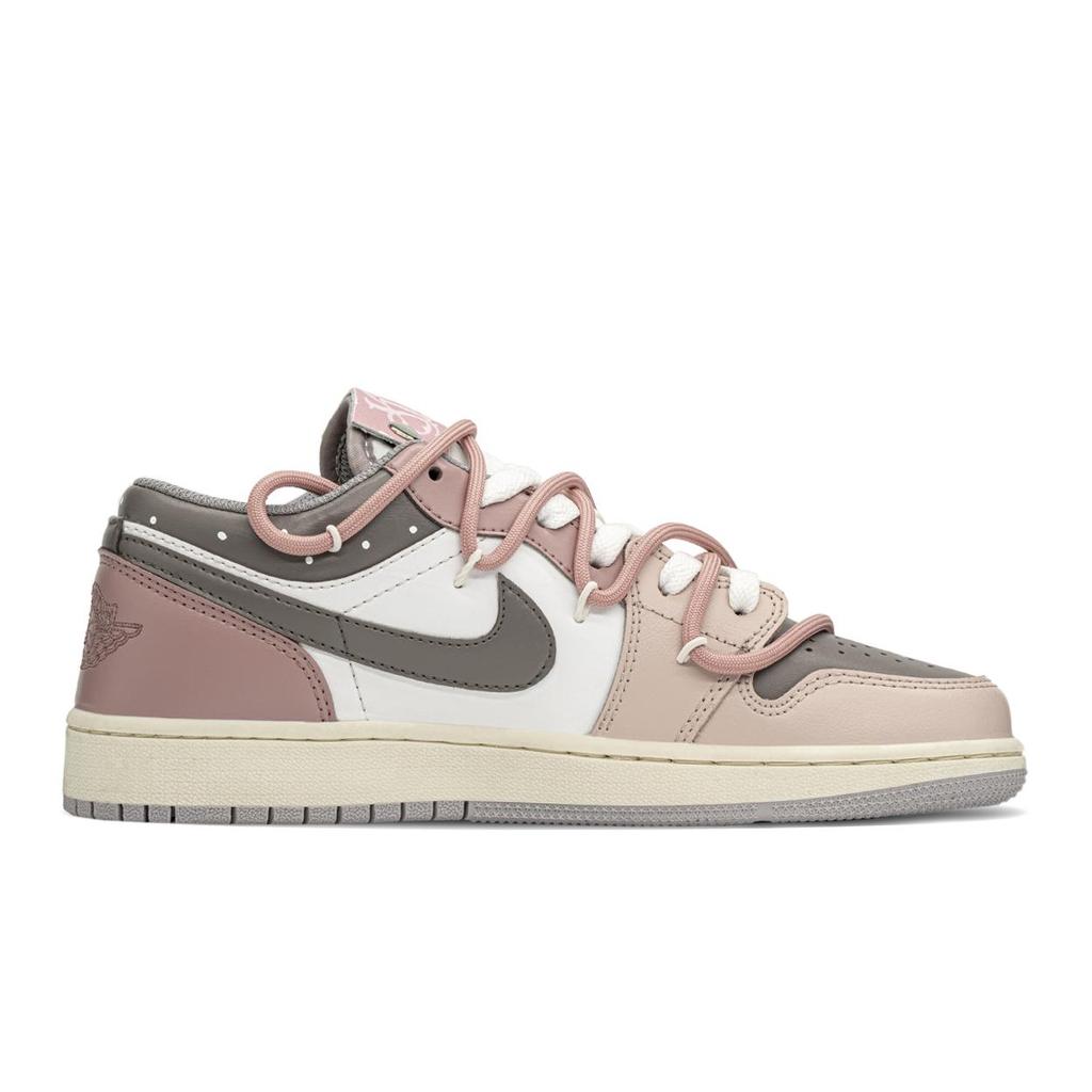 Jordan Air Jordan 1 Low top Vintage Basketball Shoes GS Pink Brown 553560-053(TeamA-S-BOX)