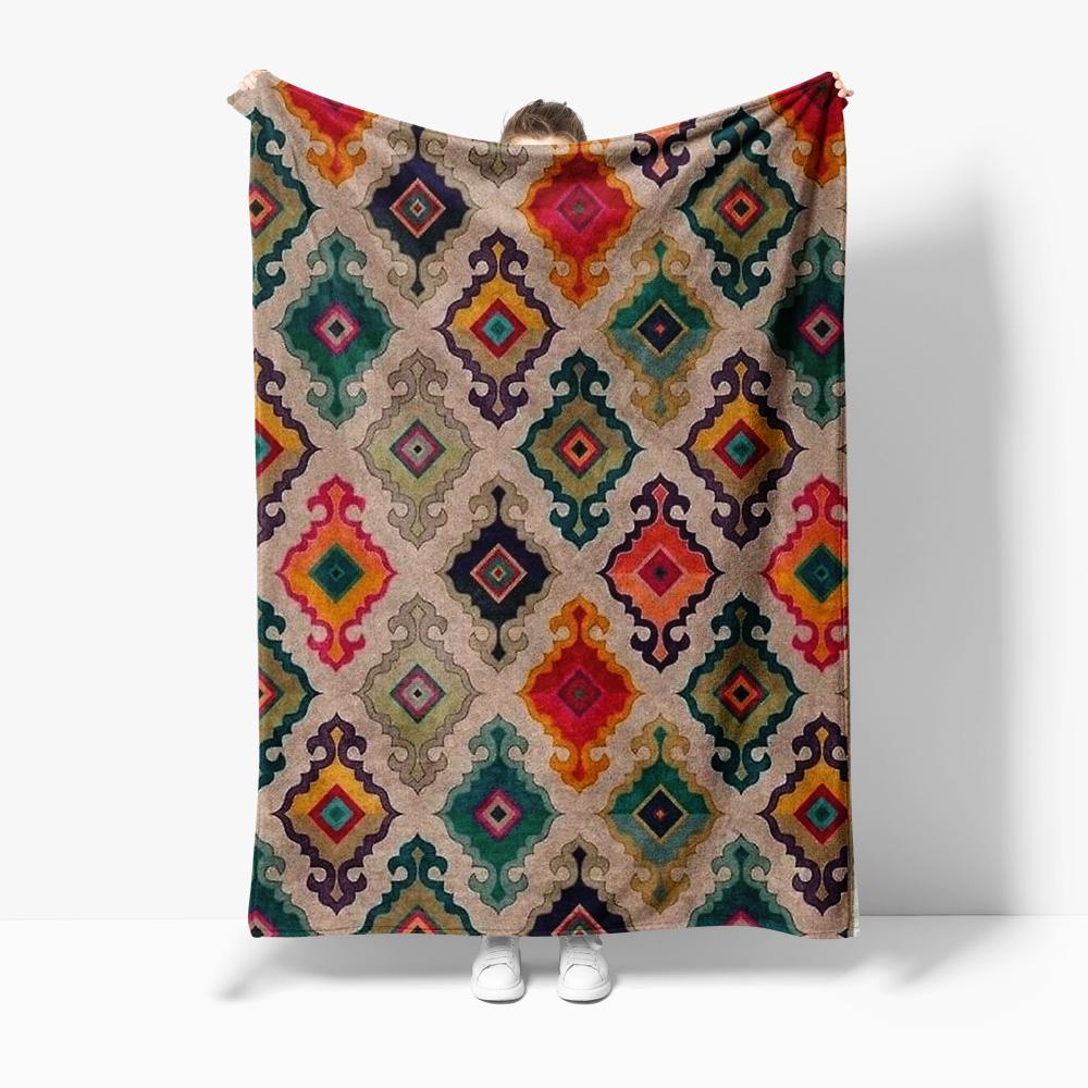 

Patchwork Geometric Printed Cotton Throw Blanket Sofa Bed Cover Decorative Throw Cushion Blanket 75x90cm