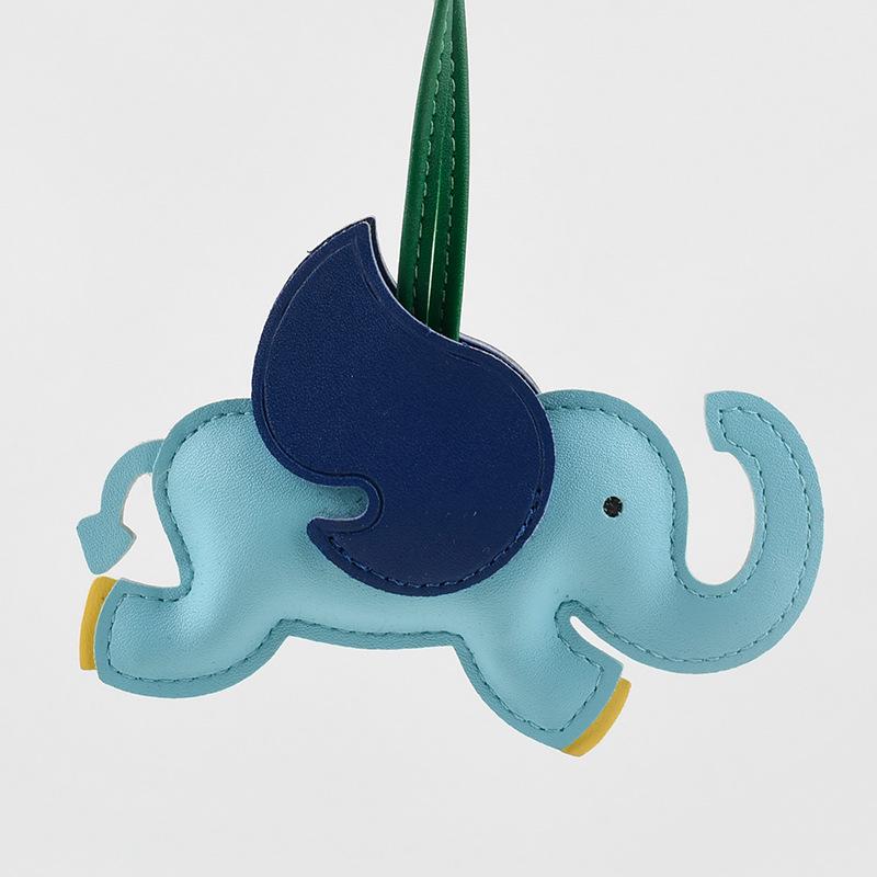 Handcrafted Leather Elephant Keychain: Cute Gift Bag Charm & Pendant