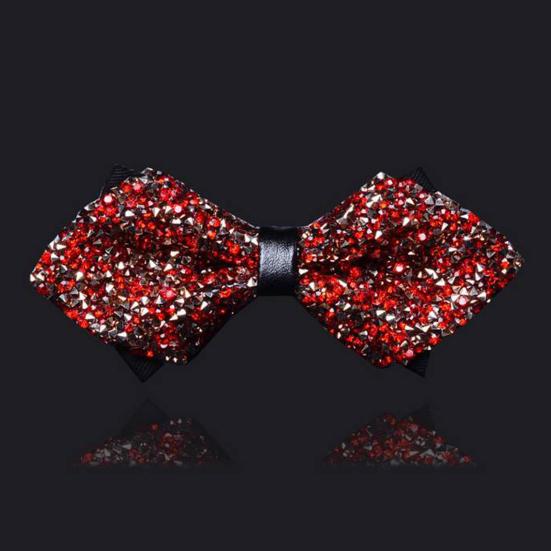 Bow Tie Sparkling Rhinestones Decor Sharp Corner Design Bow Tie Weddings Business Parties Suit Accessories