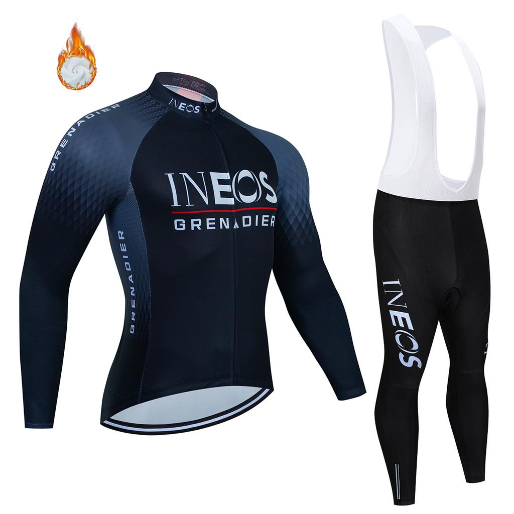 Conjunto de ropa de ciclismo para hombre Ineos Grenadier Pro Team Tricuta 2026: chaqueta, culotte y maillot con gel. Traje de invierno de forro polar.