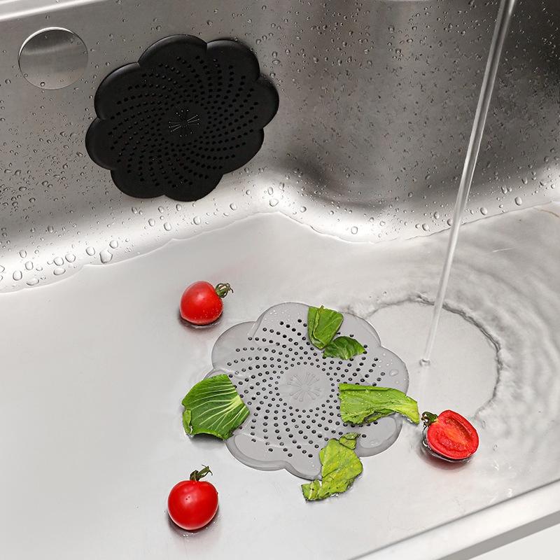 5pcs Silicone Floor Drain Cover Kitchen Anti-blocking Sink Filter Bathroom Anti-hair Sewer Filter Screen