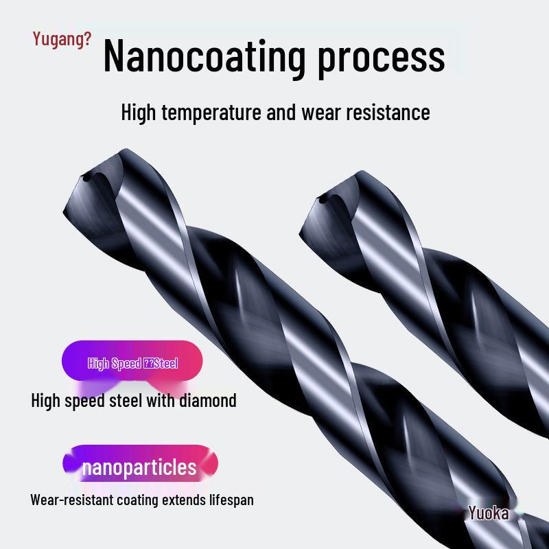 Cobalt-Coated Twist Drill Bit for Iron & Stainless Steel with Nano Coating, Ideal for High-Strength, Hard Material Drilling