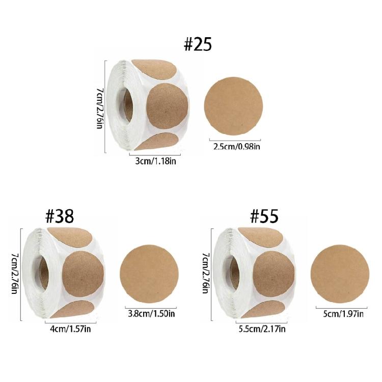 500pcs Brown Kraft Round Adhesive Labels Blank Sticker For Writes On for Jar, Canning, Store Organizing Craft Projects