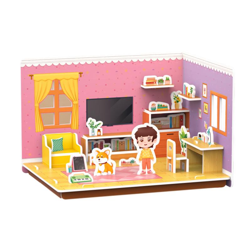 Three-Dimensional House Assemble Model Creative Handmade DIY 3D Paper Card Puzzle Parent-Child Interaction Children's Toys