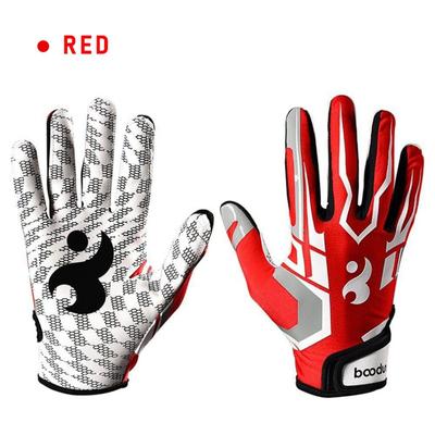 1 Pair Outdoor Rugby Gloves Full Finger Anti Slip Silicone Baseball American Football Gloves Adjustable Wristband Gloves