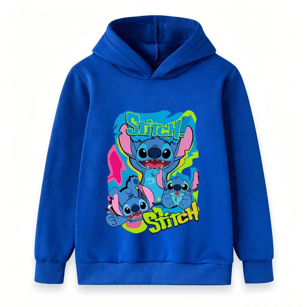 Kids Boys Girls Hoodie Cute Cartoon Stitch Printed Long Sleeve Pullover Sweatshirt Casual Tops for Toddlers