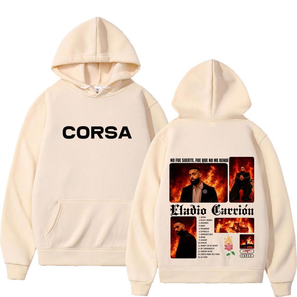 Rapper Eladio Carrión Corsa Album Tour Print Hoodie Men Women Fashion Sweatshirt Autumn Winter Loose Tops
