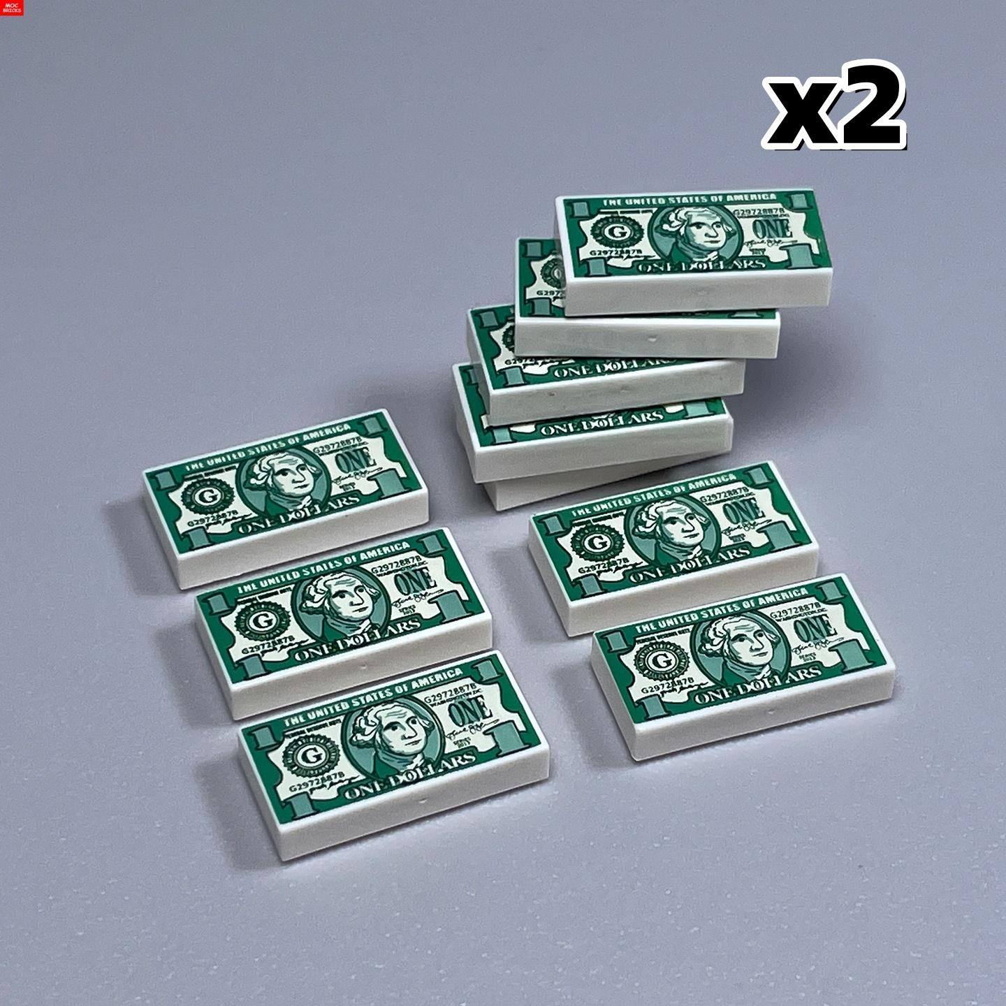 

MOC Кубики Білл Долар 1x2 Плитки з друкованими грошима Євро Вуличний пейзаж Скарбниця Готівка Аксесуари Будівельні блоки Іграшки для дітей