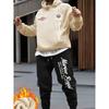 Men's Trendy Streetwear Hoodie & Sweatpants Set - Thick, Warm Winter Outfit with Print Design, Machine Washable