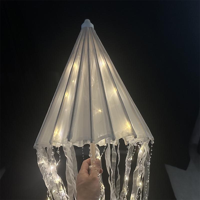 LED Chinese Japan Yarn Oiled Paper Umbrella Princess Lace Parasol Chinese Japan Umbrella Cosplay Drama Party Props
