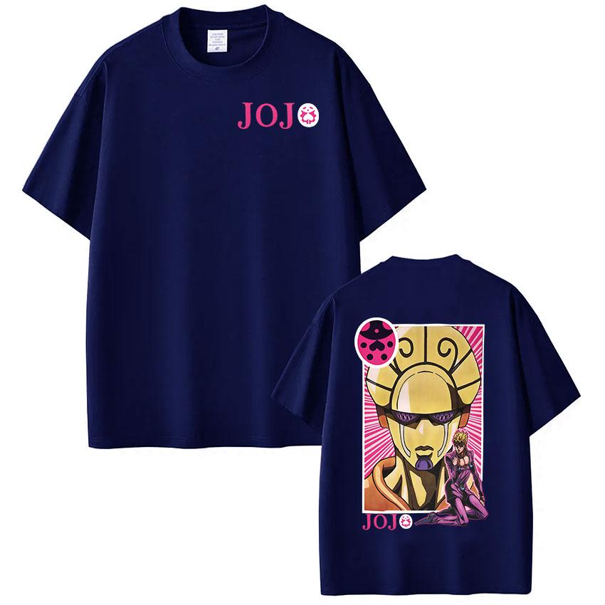 Anime JoJo Bizarre Adventure Giorno Giovanna T Shirts Mens Cotton Tee Shirt Fashion Hip Hop Short Sleeve Tshirts Streetwear
