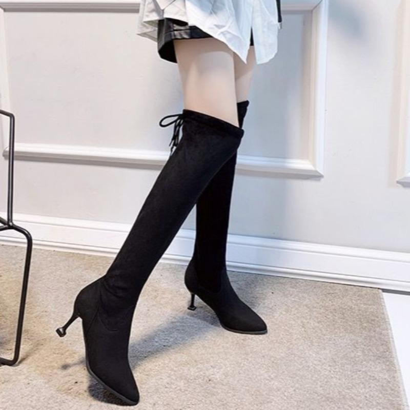 Fashion Above Over The Knee Ladies High Shaft Shoes Elegant Heeled Thigh Fur Pointed Toe Heels Women's Long Boots Trend 2024 Fashion New