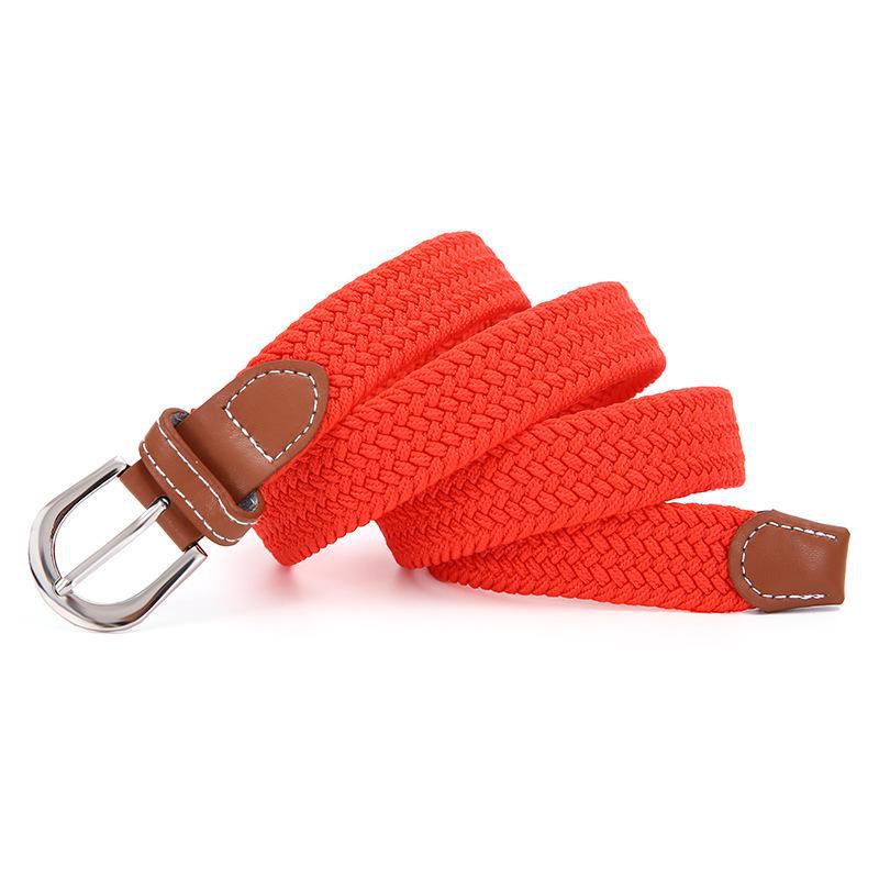 Women's Solid Color Elastic Canvas Belt with Pin Buckle