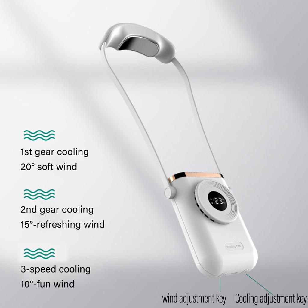 3 Gear Portable Neck Fan Mini Fan Personal Cooling Hands Free USB Rechargeable Bladeless Lazy Hanging Fan