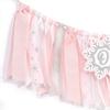 Pink Winter Onederland High Chair Banner – Winter Holiday 1st Birthday Decor, Pastel Pink and Silver Snowflake Highchair Tutu for Girl Cake Smash