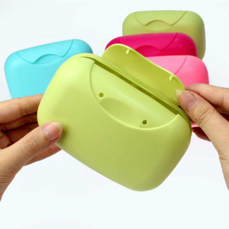 Portable Travel Soap Box Container Bathroom Acc Home Plastic Soap-Boxes with Cover Small/big Sizes Candy Color Soaps Dish Holder