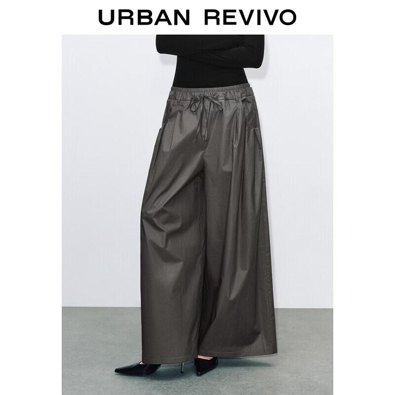 UR2026 Women s Cotton Pleated Wide-Leg Pants XS