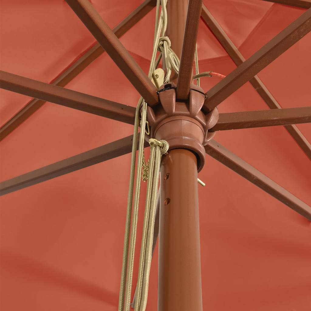 Ombrellone da Giardino su Palo di Legno, Color Terracotta, 400X273 Cm