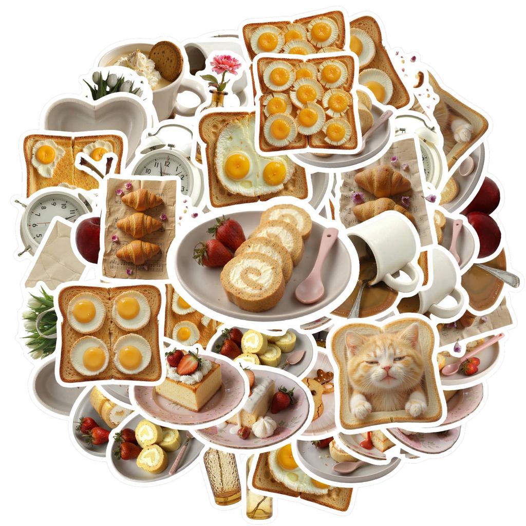 35pcs Cute Breakfast Stickers Cartoon Animals Funny Stickers School Supplies For Laptop Motorcycle Luggage Phone Laptop