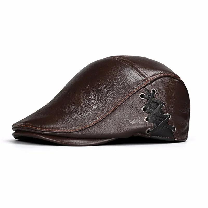Sheepskin Baseball Cap/Beret for Men - Autumn Winter Casual Fashion Hats for Mature Youth Elderly