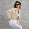 Women's Casual Fashion Lapel Corduroy Jacket Single Breasted Short Coat
