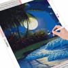 Diamant-Malerei-Set, Landschaft am Meer, 5D-Diamant-Stickerei, Mond-Strasssteine, Mosaik, Kreuzstich, handgefertigtes Geschenk