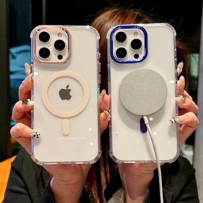 For iPhone 16 Pro Magnetic Case PC TPU Shockproof Protection Phone Cover Compatible with Magsafe