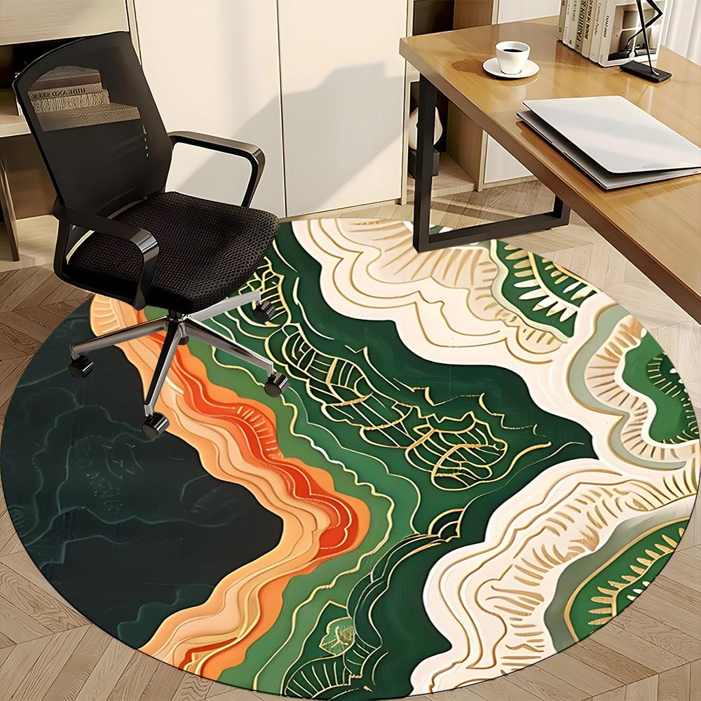 1pc Abstract Patterns Office Round Area Rug,  Mat Suitable For Office, Under Office Chairs Bedroom Living Room Home Decor, Room Deco