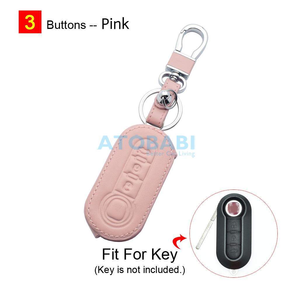 Leather Car Key Case 3 Button Folding Remote Control Protect Cover For Fiat 500 500L 500X Brava Punto Ducato Fiorino Panda Stilo