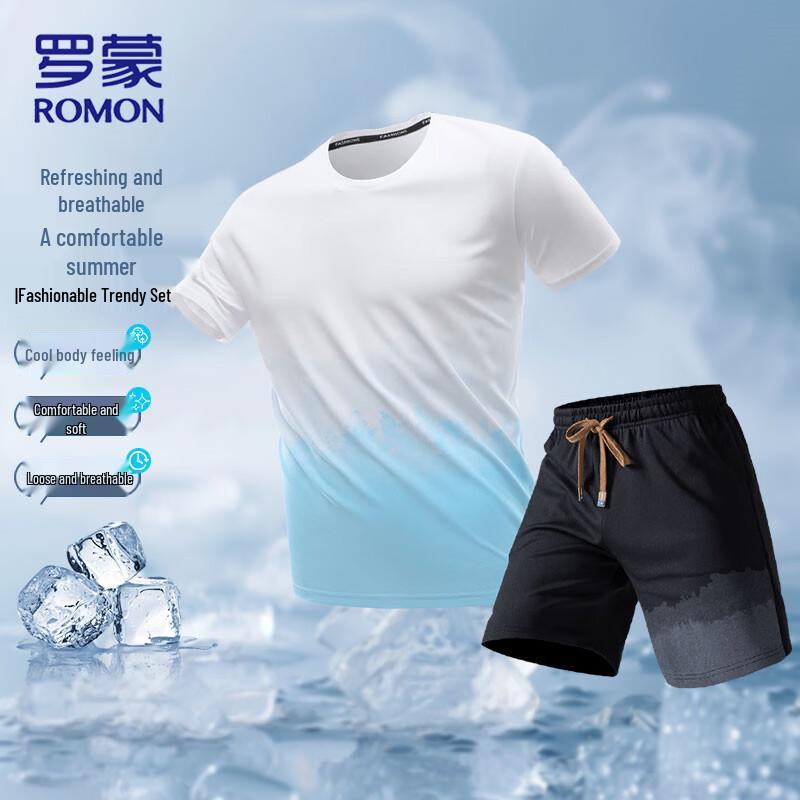 Romon Men s Quick-Dry Sportswear Two-Piece Set 4XL