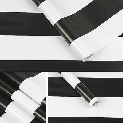 Modern Black White Stripes Self-Adhesive Wallpapers for Decor Livingroom Bedroom Furniture Cabinets Vinyl Sticker Contact Paper