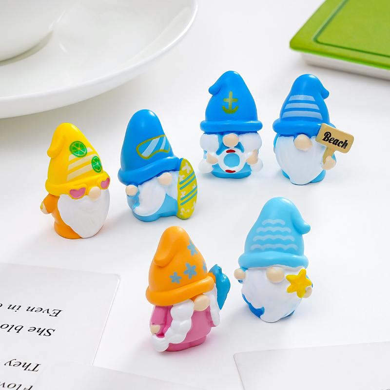 5Pcs Multicolor Mini Gnome Figurines Resin Micro Landscape Garden Elf Painted Home Decoration Desktop Easter Decora