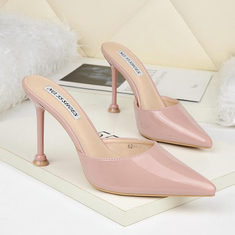 - Stylish and simple women's slippers high heels women's thin heels pointed toes versatile women's sandals bag head drag