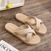 Ethno-Stil Imitat Strohflechten Reise Hanfsohle Damen Sandalen Koreanische Tide Oberbekleidung Flip-Flops Mode Strand Flacher Absatz Kreuz Damen Pantoletten