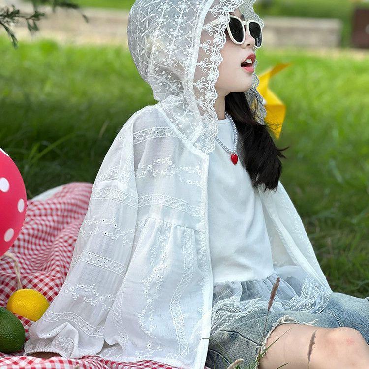2026 Girls  Lightweight Summer UV Protection Jacket - Breathable Sun Protection for Older Children 150 белый