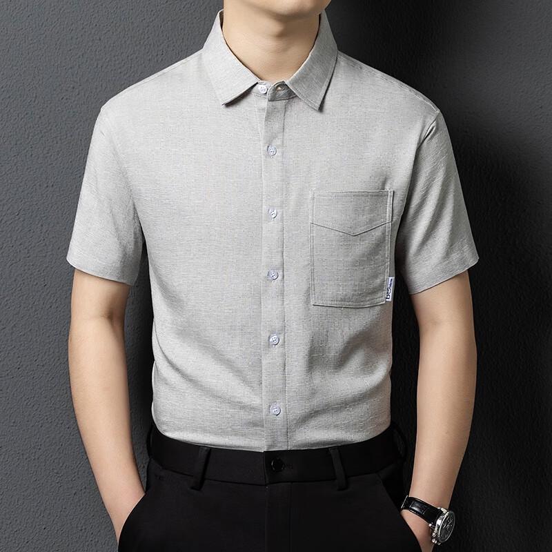 Мужская летняя рубашка business casual с коротким рукавом L