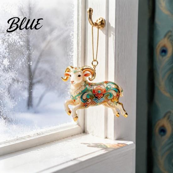 Decorative Acrylic Christmas Tree Decoration 2D Goat Ornament Cute Animal Sheep Hanging Decor for Clear Flame Red Ornament Tree Holiday Party