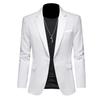 Blazer Masculino Branco Slim Fit de Botão Único com Lapela de Entalhe