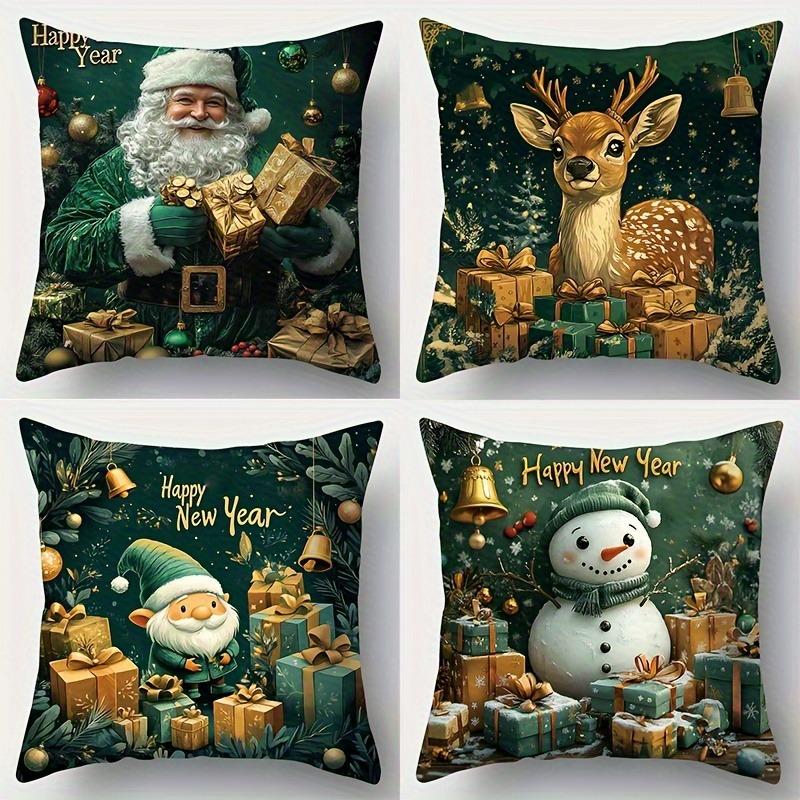 Christmas Themed Pillowcases: Santa, Reindeer, Gnomes & Snowman with Gifts! Sofas, Bedroom Pillow Covers, Holiday Gifts