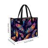 Bohemian Colorful Feather Pattern Large Tote Bag Portable Casual Daily Shoulder Handbag for Outdoor Shopping Travel