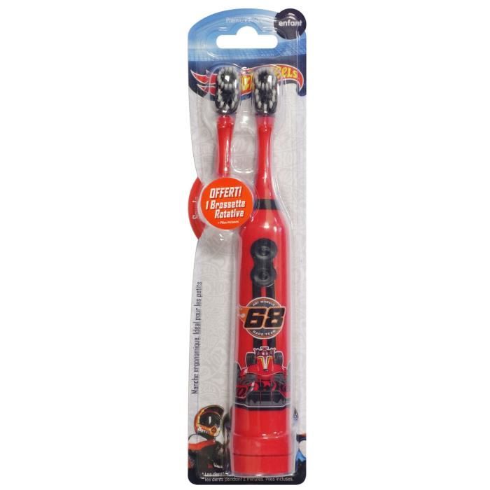 Brosse À Dents Électrique - TINOKOU - Hot Wheels - 1 Brossette Offerte - Piles Incluses - Enfant