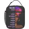 Sac à déjeuner femme afro-américaine Afro Black Queen Isotherme Boîte à déjeuner étanche Durable Portable Réutilisable Sac fourre-tout thermique
