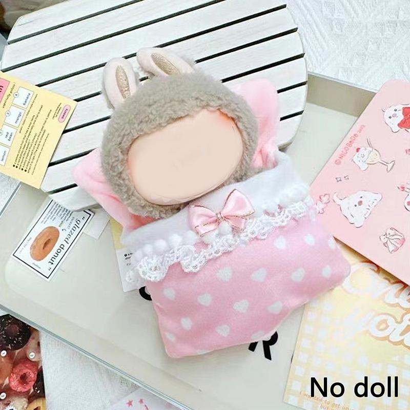 Lůžkoviny 3dílná sada Polštář+Polštář+Přikrývka Pro 17cm Vinylovou Panenku Labubu Spací Pytel Bez Panenek Doplňky pro Panenky