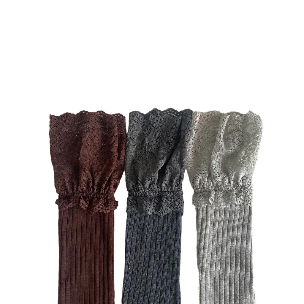 Japanese Fashion Autumn Winter Women Stockings Solid Color Thigh High Socks Lolita Lacework Knee High Socks Thigh High Stockings