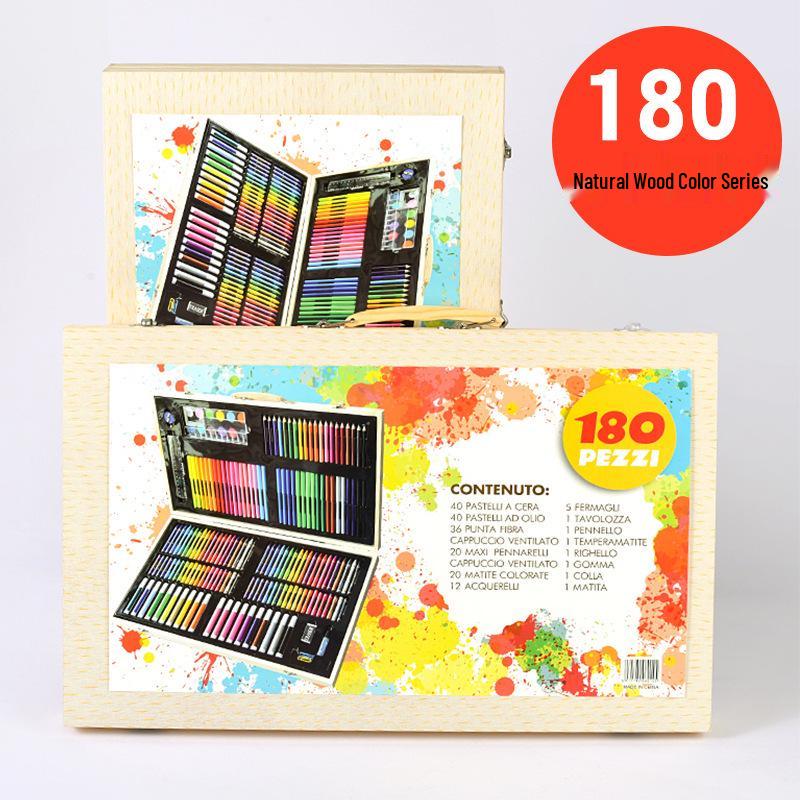 Children's Art Set: 180 Paintbrushes, Watercolor Pencils, Crayons, and 162 Colored Pencils