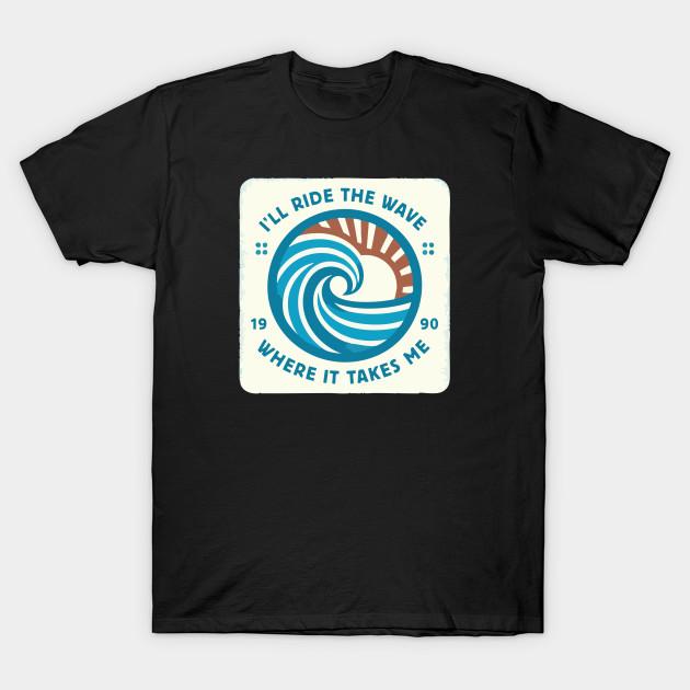 Men Black Print T-shirt --- I Ll Ride The Wave Where It Takes Me --- No-Cut Transfer Paper Print Cotton Tshirt XL чёрный 1200₽