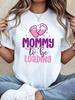 Damen Mutterschaft Mommy To Be Lade Pinker Fußabdruck Grafikdruck T-Shirt Rundhals Kurzarm Schwangerschaft Lässig Bauch T-Shirt Top