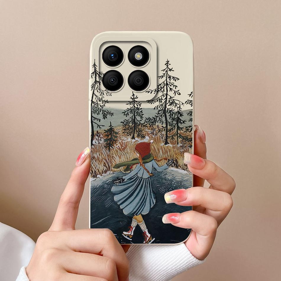 

Phone Case For Honor X8b Cute Cat Smooth Liquid Silicone Full Coverage Anti Drop Funda For HonorX8b 4G X8 B Bumper For Girls Man Honor X8b